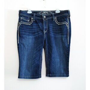 Ariat Turquoise Blue Jean Capri Womens 32R Blue Western Cowgirl Cropped Denim